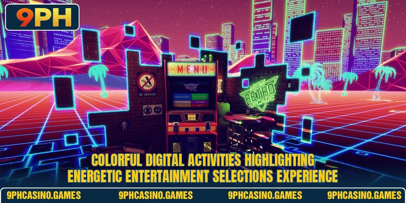Colorful digital activities highlighting energetic entertainment selections experience
