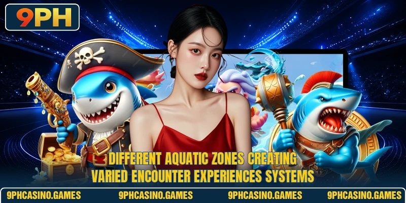 Different aquatic zones creating varied encounter experiences systems