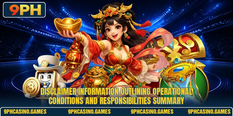 Disclaimer information outlining operational conditions and responsibilities summary