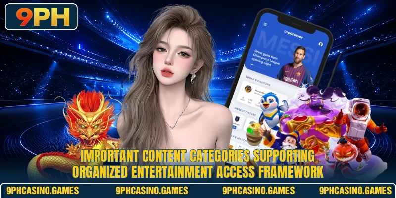 Important content categories supporting organized entertainment access framework