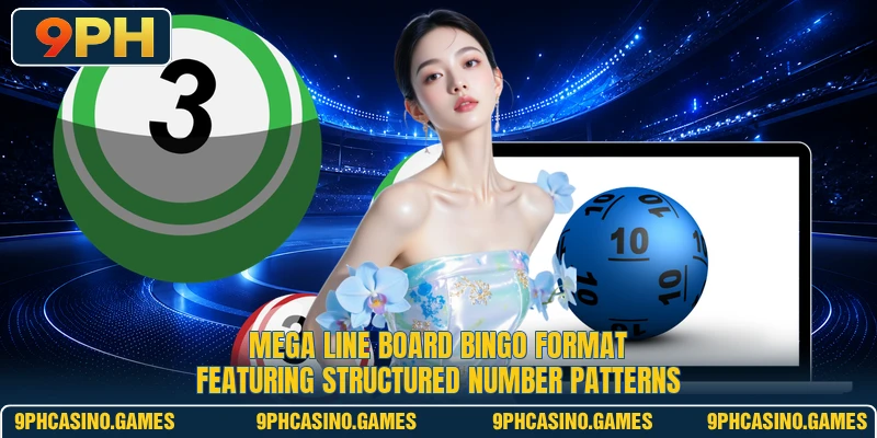 Mega Line Board bingo format featuring structured number patterns