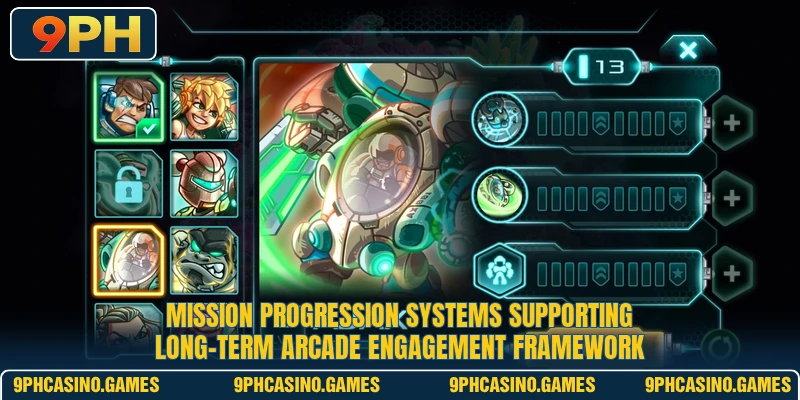 Mission progression systems supporting long-term arcade engagement framework
