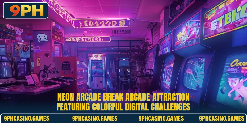 Neon Arcade Break arcade attraction featuring colorful digital challenges
