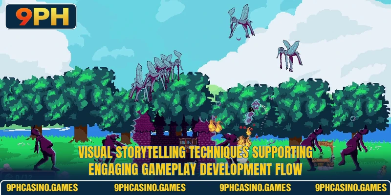 Visual storytelling techniques supporting engaging gameplay development flow